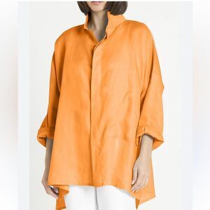 Planet by Lauren G signature linen shirt orange OS‎